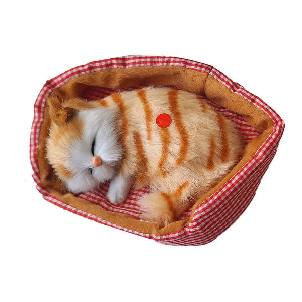 عروسک طرح گربه خوابیده مدل موزیکال طول 16 سانتی متر