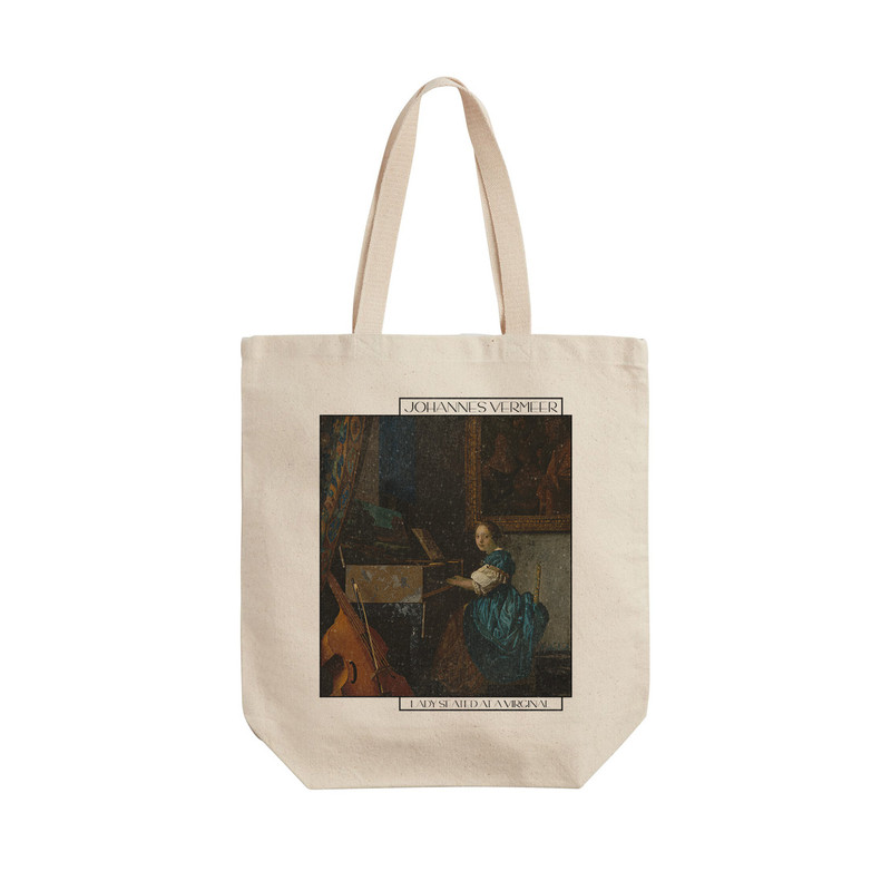 ساک خرید ترمه طراحان ایده مدل دختری پشت ساز ویرژینال از ورمر کد art0572 - L