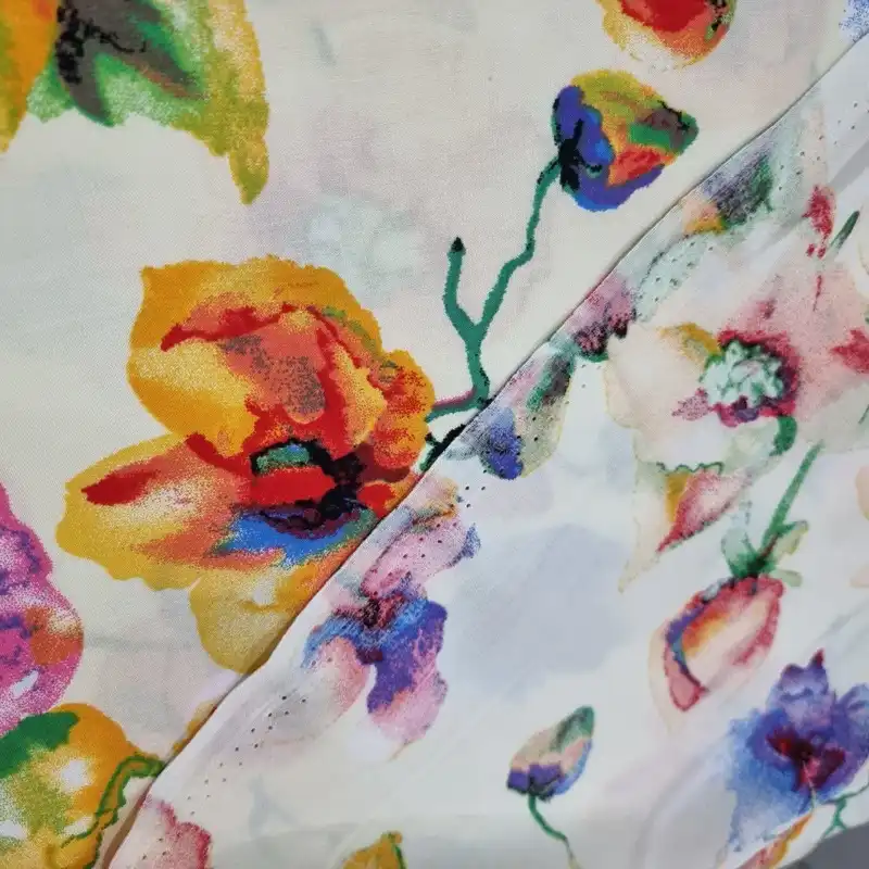 پارچه لباس مدل کودری نخی طرح گلدرشت کد AC