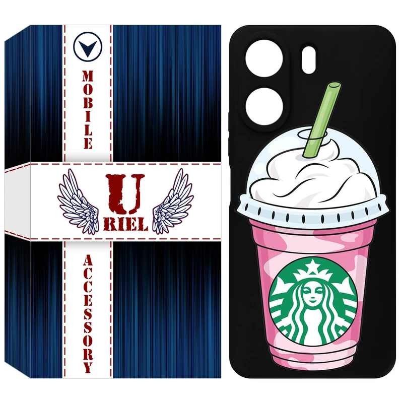 کاور یوریل قاب مدل KSH کد 55 طرح استارباکس مناسب برای گوشی موبایل شیائومی Redmi 13C 4G / Poco C65