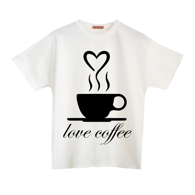 تی شرت آستین کوتاه زنانه مدل love coffee