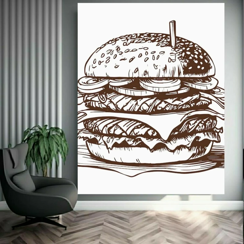 تابلو بوم طرح مخمل همبرگر مدل خطی کد BK23717