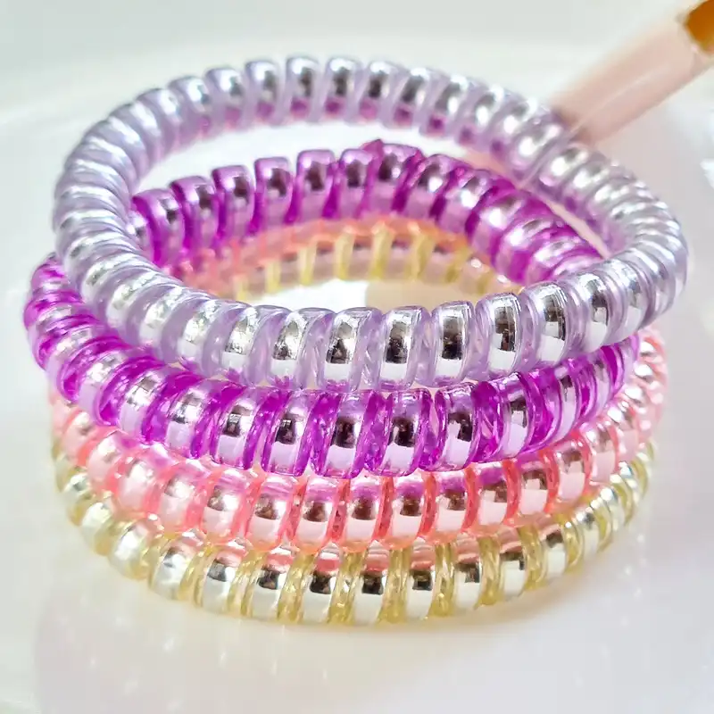 کش مو دخترانه مدل سیم تلفنی شاین دارکد 563 بسته 4 عددی