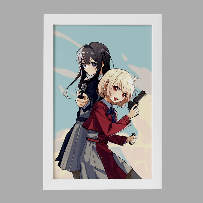 تابلو خندالو مدل چیساتو و تاکینا انیمه لیکوریس ریکویل Lycoris Recoil  کد 22976