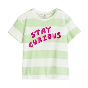 تی شرت آستین کوتاه دخترانه اچ اند ام مدل راه راه Stay Curious