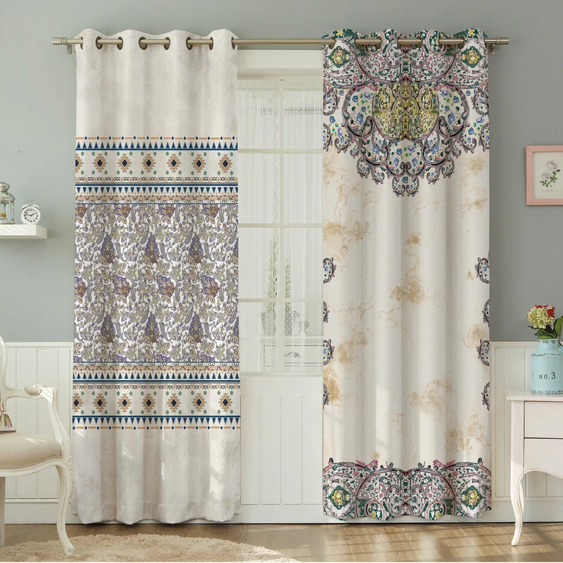 پرده نیروانا طرح سنتی  مدل مخمل کد 8968 سایز 140×280 سانتی متر