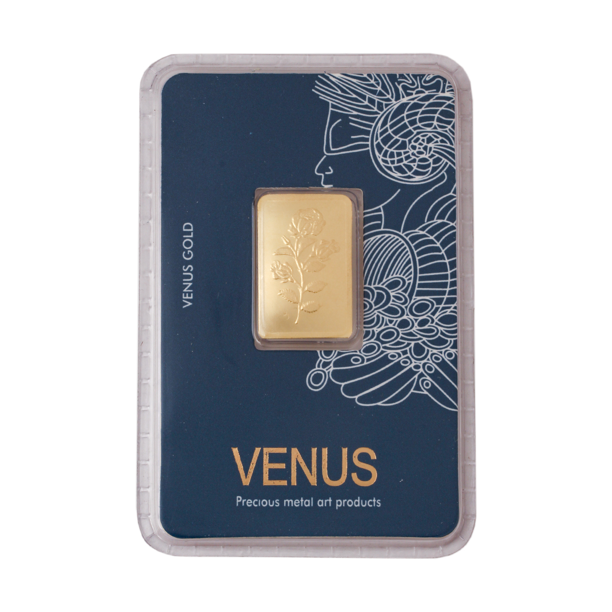 شمش طلا 18 عیار گالری تاج آبادی مدل  ونوس طرح گل رز T-0.700