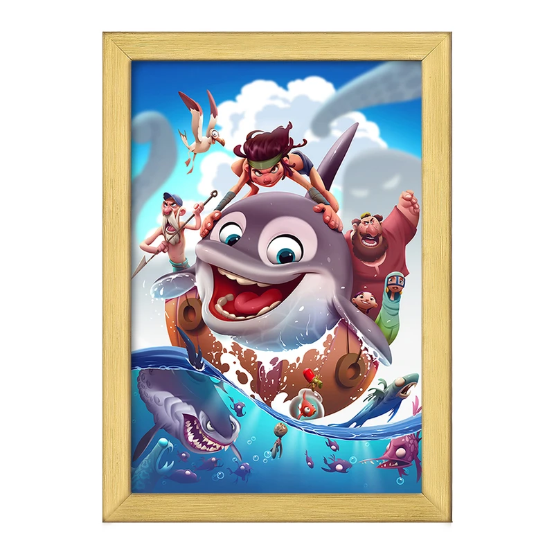 تابلو خندالو طرح انیمیشن پسر دلفینی کد 26709