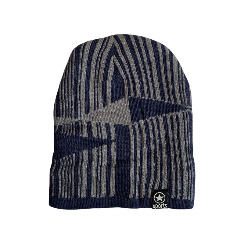 کلاه بافتنی مردانه مدل داخل خز رنگ سورمه ای