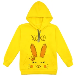 هودی دخترانه مدل خرگوش F05 رنگ زرد