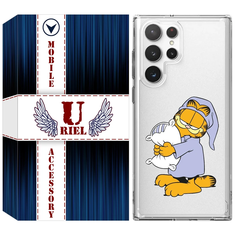کاور یوریل  مدل Clear کد 73 طرح گارفیلد خوابالو مناسب برای گوشی موبایل سامسونگ Galaxy S22 Ultra