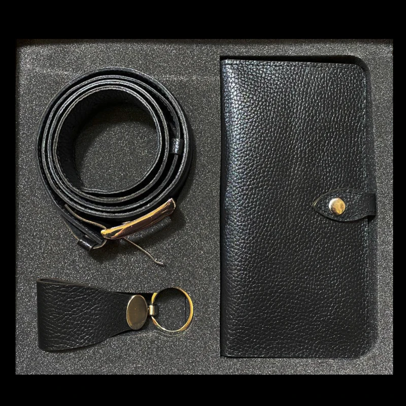 ست هدیه مردانه مدل چرم سامه مجموعه 3 عددی