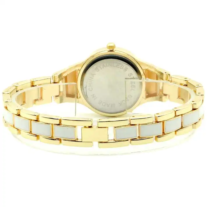 ساعت مچی عقربه ای زنانه مدل بند فلزی طرح سرامیکی