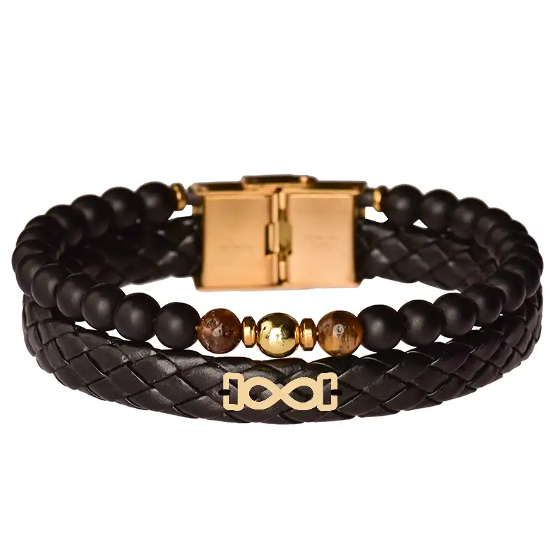 دستبند طلا 18 عیار مردانه کرابو طرح بینهایت مدل Kr102335