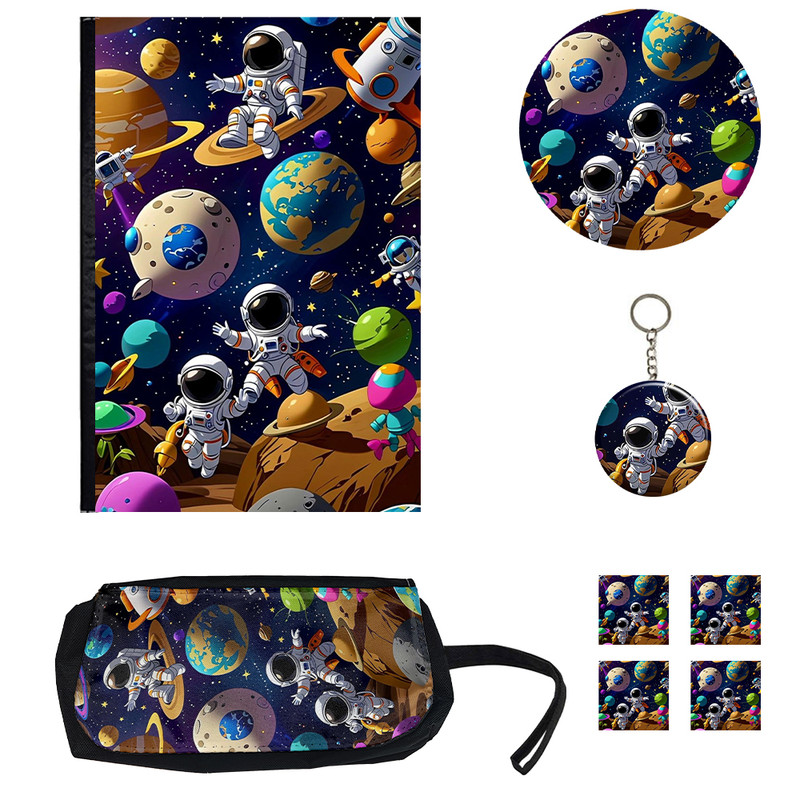 بسته لوازم تحریر مدل فضانوردان کد1 فانتزی شامل کلاسور مجموعه 8 عددی