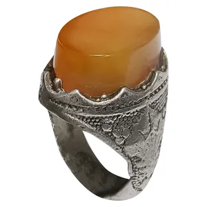 انگشتر نقره مردانه مدل عقیق یمنی کد AY2015 