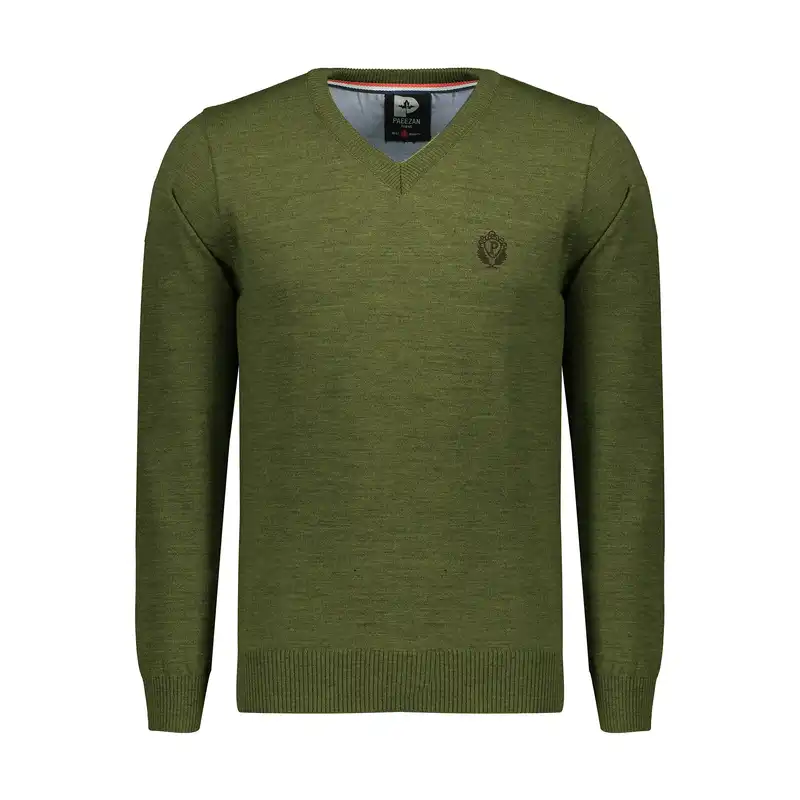 پلیور مردانه پاییزان مدل P700 ملانژ رنگ سبز صِدری