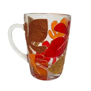 لیوان مدل دسته دار طرح برگ کد 02