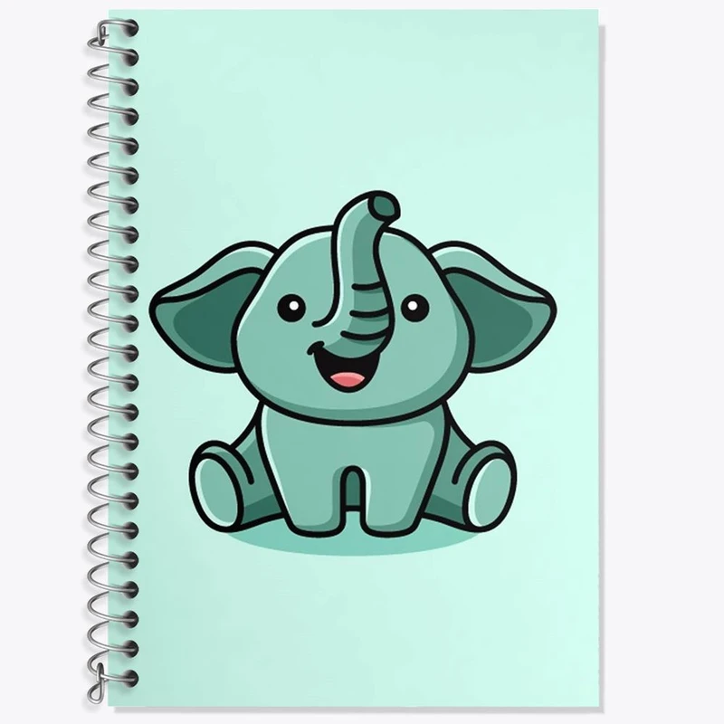 دفتر زبان 50 برگ خندالو مدل سه خط طرح حیوانات بامزه فیل کد 28180