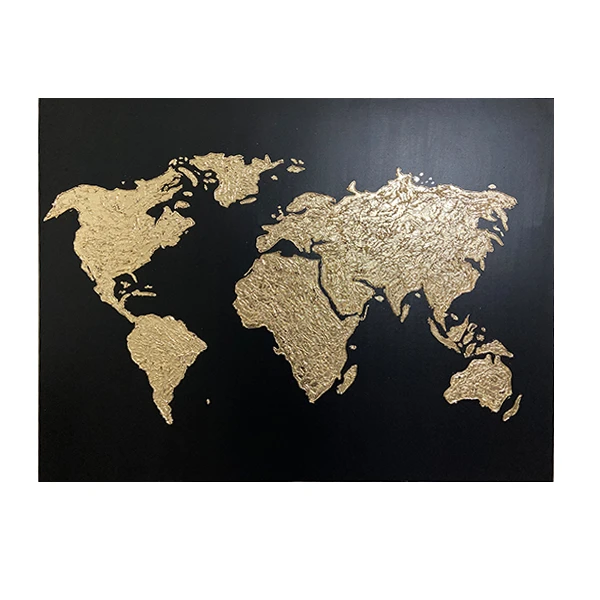 تابلو نقاشی ورق طلا به سبک انتزاعی مدل نقشه جهان کد 12080