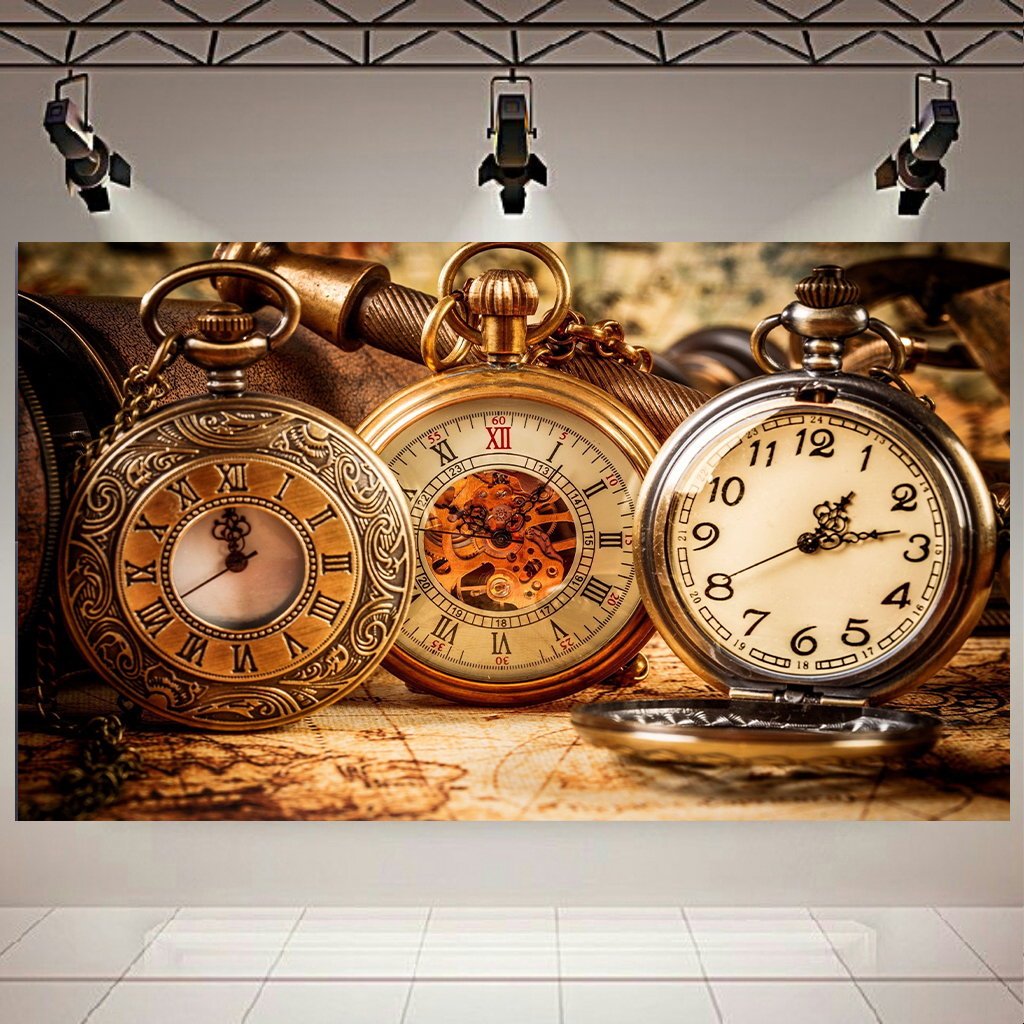 تابلو شاسی طرح ساعت های جیبی قدیمی مدل کلاسیک کد AR1037