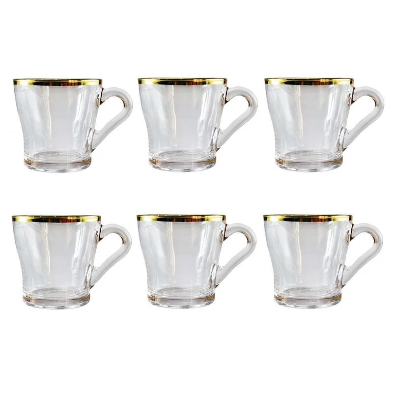 فنجان پاشاباغچه مدل لب طلایی کروم کد 55233 بسته شش عددی
