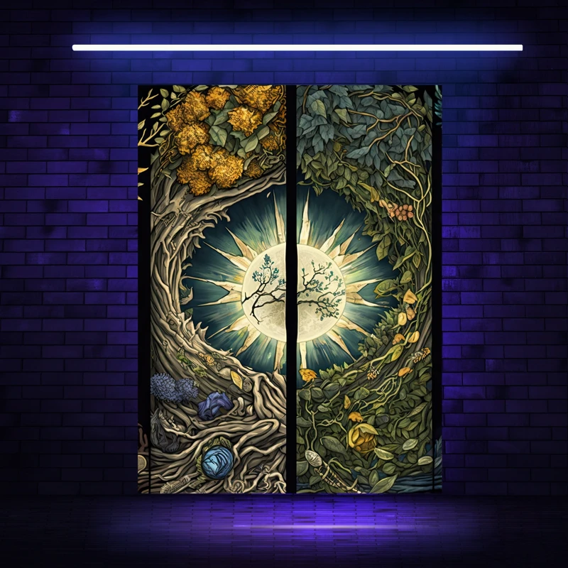 پوستر پارچه ای مدل بک دراپ بلک لایت خورشید و طبیعت کد FP105122