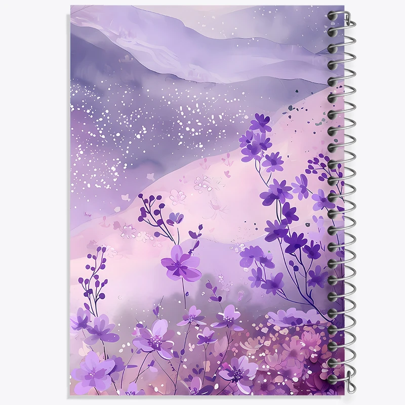 دفتر مشق 100 برگ خندالو طرح گل بنفش کد F5256