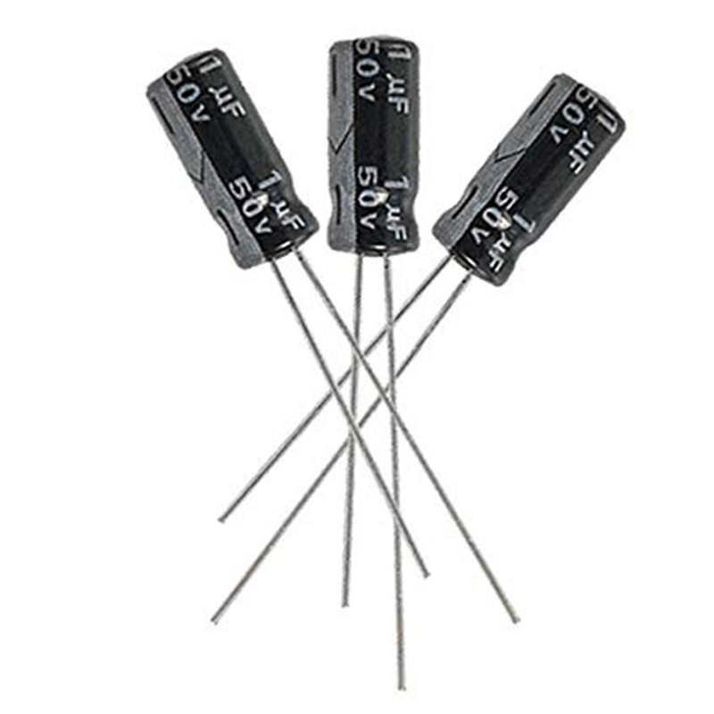 خازن الکترولیتی 1 میکرو فاراد 50 ولت کد 01 بسته 10 عددی