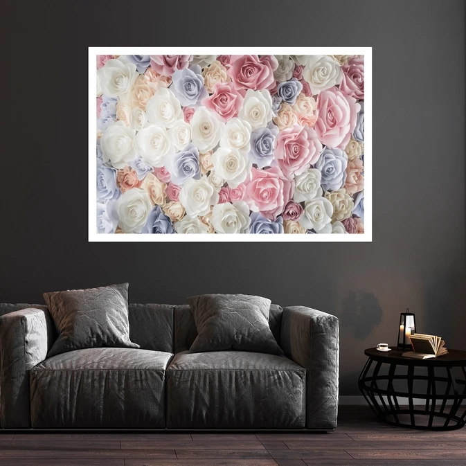 تابلو بکلیت طرح طبیعت و گل رز رنگی مدل قاب شاسی W-s8603