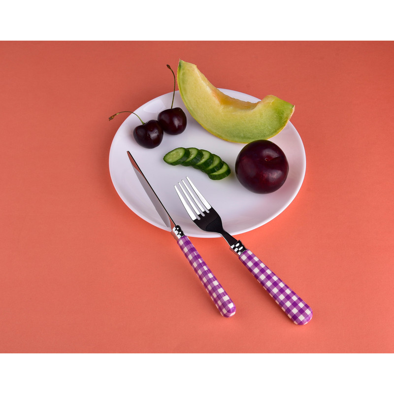 ست کارد و چنگال میوه خوری 12 پارچه سی اند اس مدل شطرنجی