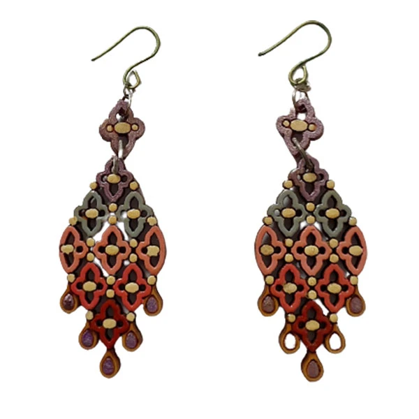 گوشواره زنانه مدل چوبی طرح انتزاعی کد EP006