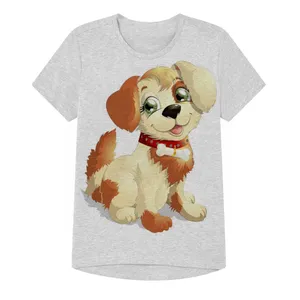 تی شرت دخترانه مدل سگ کوچولو کد 22 رنگ طوسی