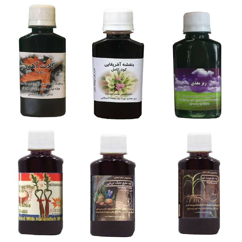 کود مایع کلات آهن و بنفشه آفریقایی و ریز مغذی و بامبو و جلبک دریایی و هیومیک اسید مدل life drop حجم 120 میلی لیتر