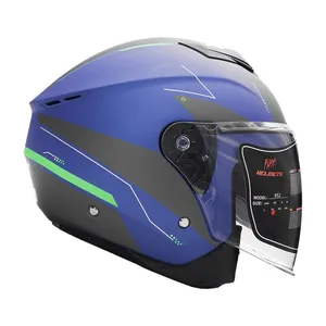 کلاه کاسکت بدون فک فلش مدل 852 matt blue-neon-green