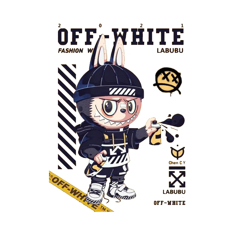 استیکر پارچه و لباس پاد آفرین مدل Labubu کد 30