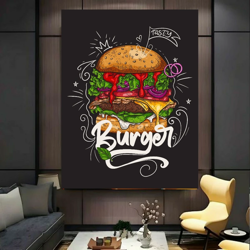 پوستر طرح همبرگر مدل فست فود کد BK24087