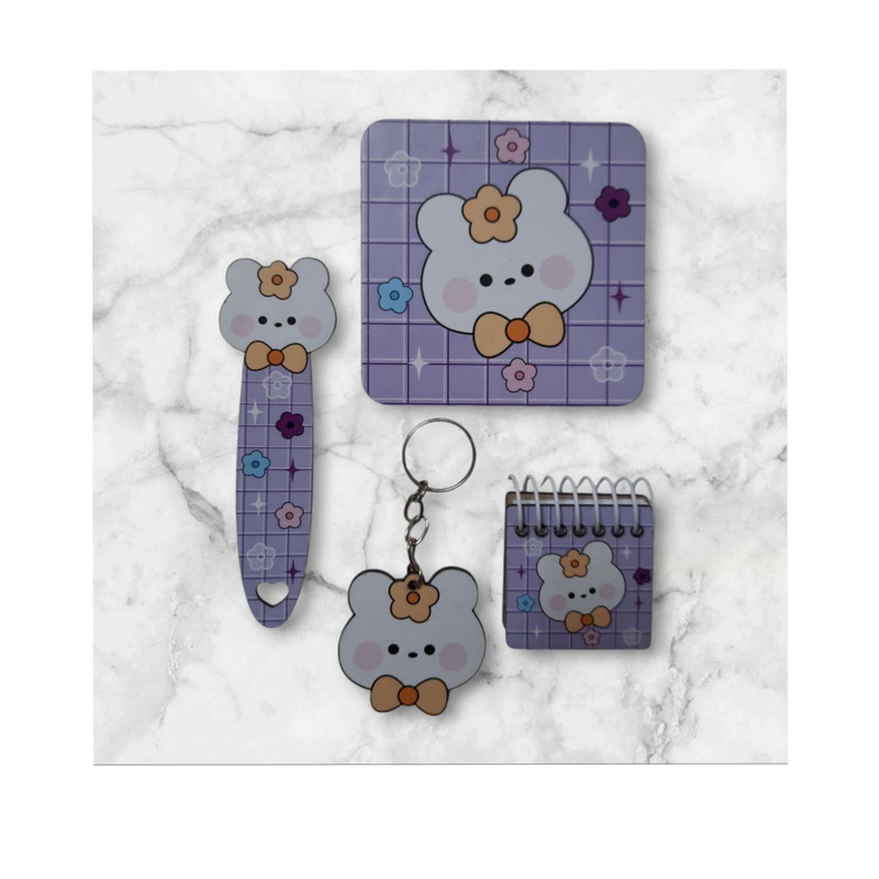 بسته لوازم تحریر مدل خرس با مزه کد 19 بسته 4عددی