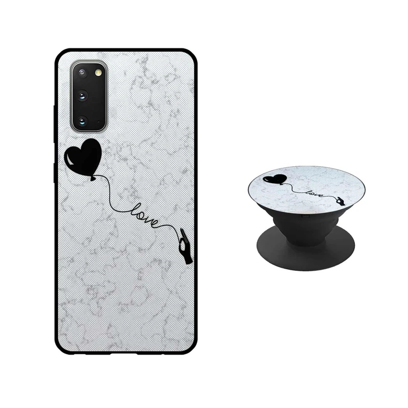 کاور دکین مدل Rikki طرح Love مناسب برای گوشی موبایل سامسونگ Galaxy S20 به همراه پاپ سوکت 