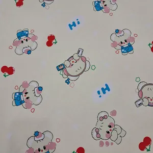 پارچه لباس عرض 1.5 متر مدل خرس رنگ لیمویی