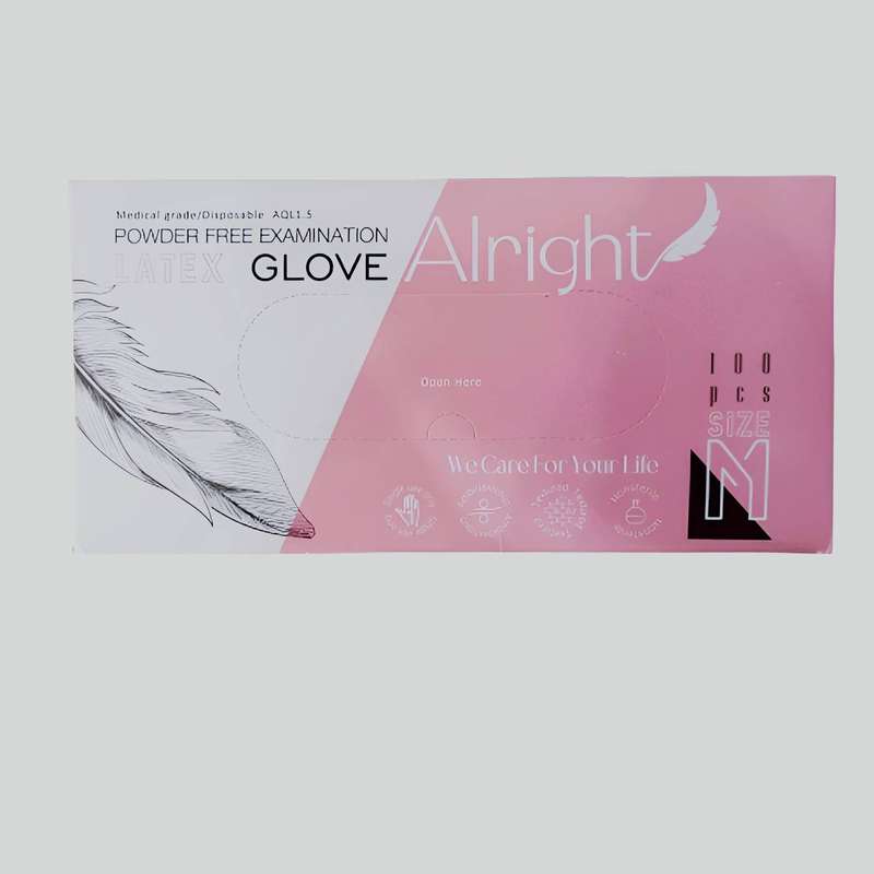 دستکش لاتکس آلرایت مدل 100mسایز مدیوم بسته 100 عددی