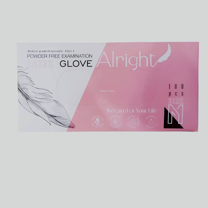 دستکش لاتکس آلرایت مدل 100mسایز مدیوم بسته 100 عددی