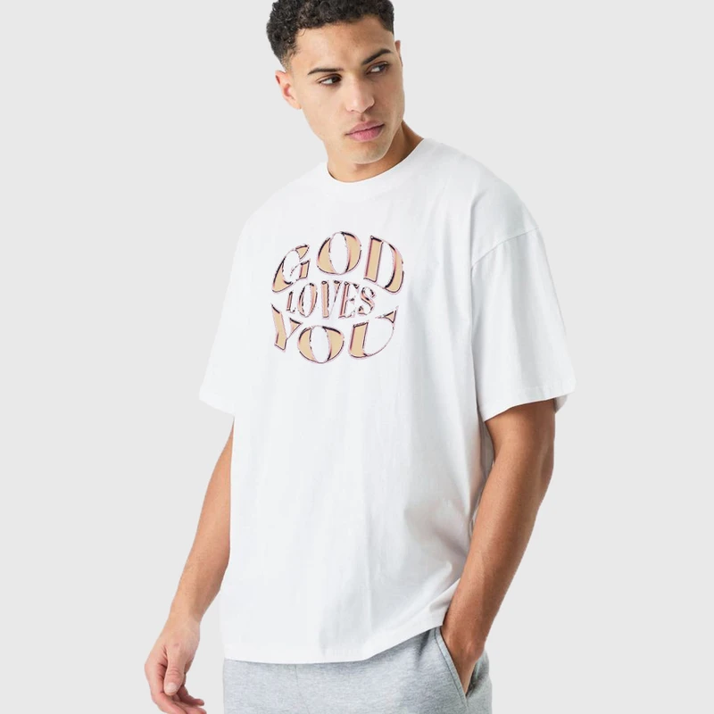 تی شرت آستین کوتاه مردانه مدل god loves you mo379