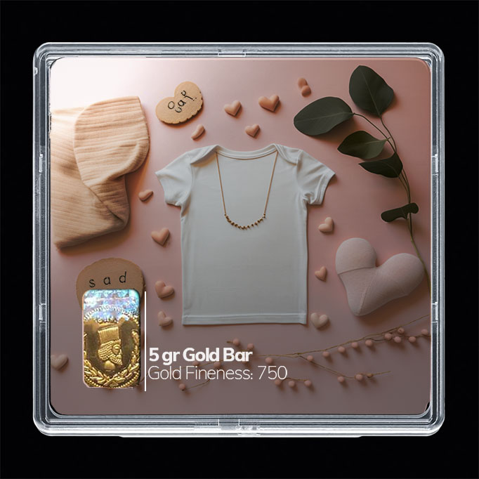 شمش طلا 18 عیار مدوپد مدل لباس کودک کد SG10700