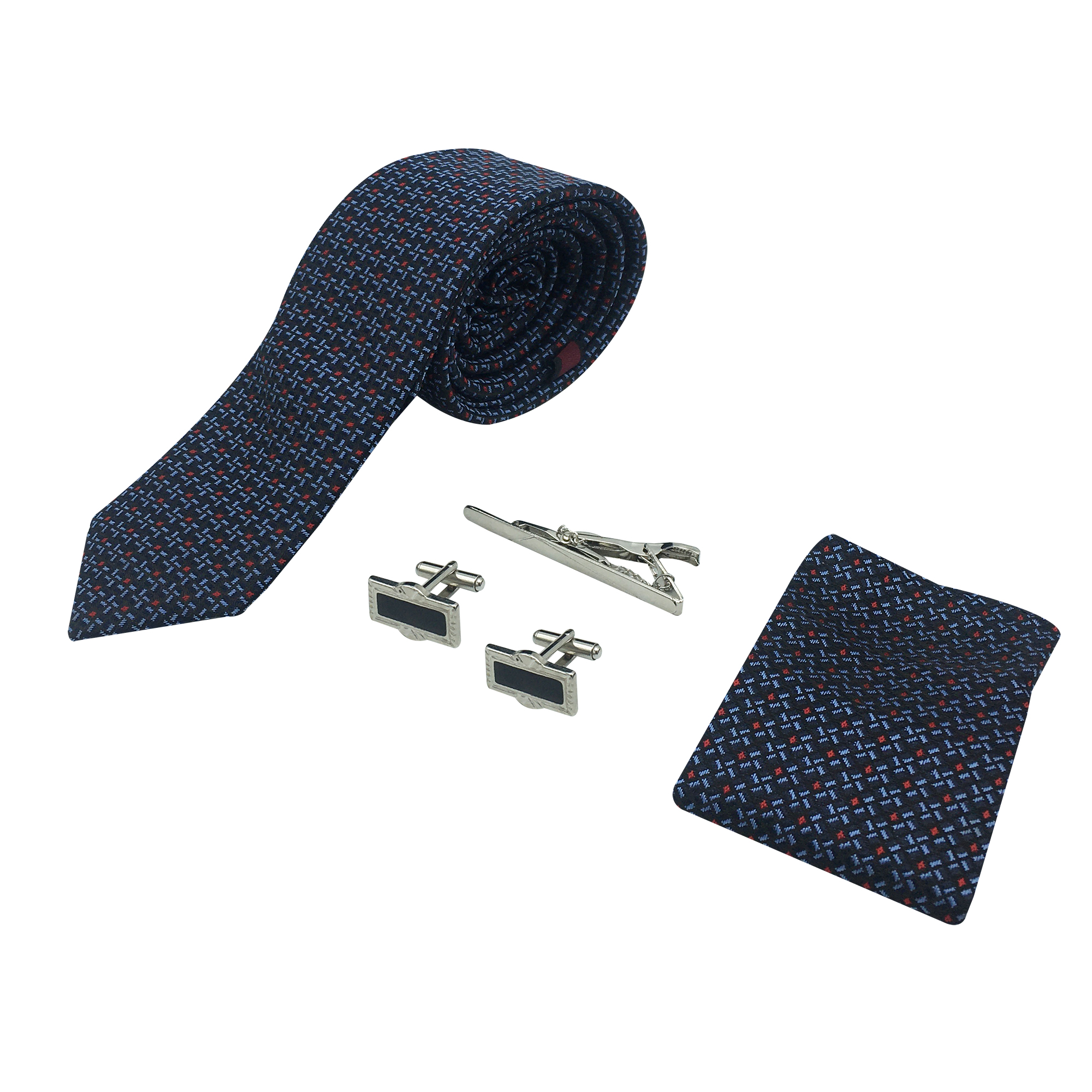 ست کراوات و دستمال جیب و دکمه سردست مردانه مدل 1313