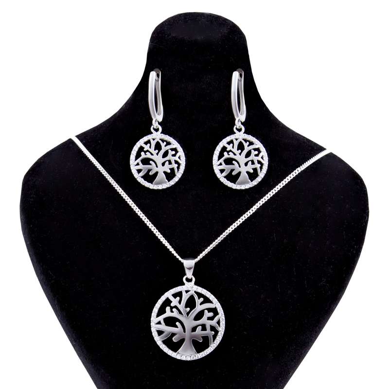 نیم ست نقره زنانه بازرگانی میلادی مدل فانتزی  کد NTR_097