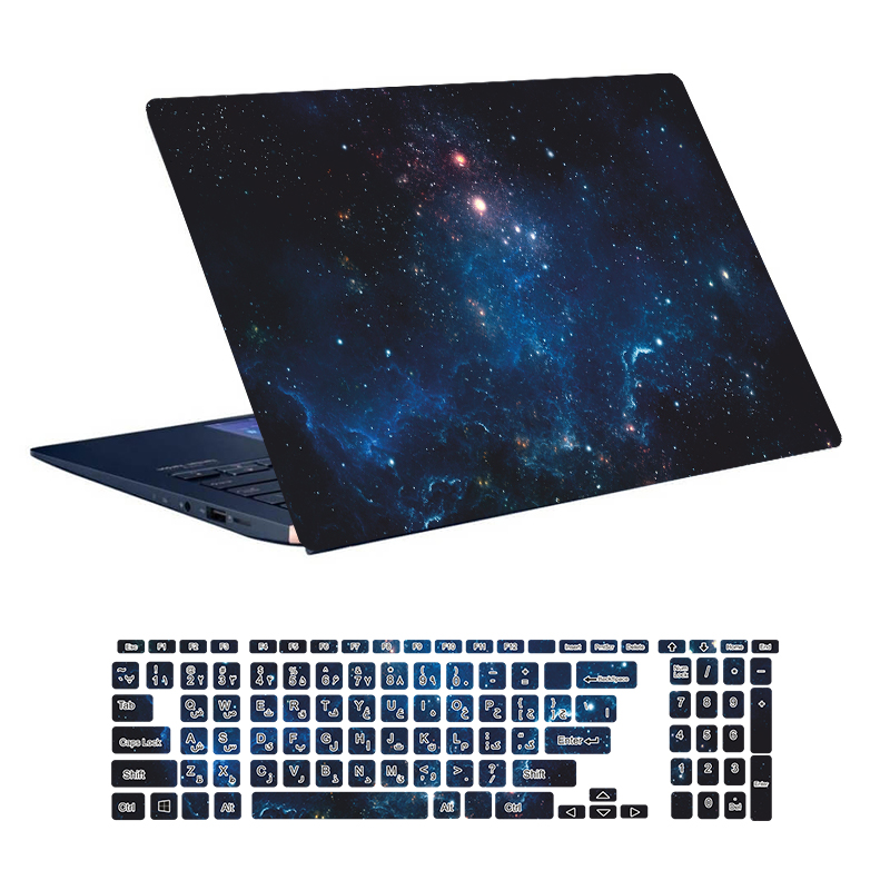 استیکر لپ تاپ توییجین و موییجین طرح Space کد 51 مناسب برای لپ تاپ 15.6 اینچ به همراه برچسب حروف فارسی کیبورد