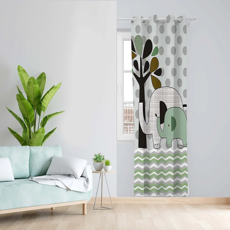 پرده طرح کودک مدل مخمل پانچی کد 5252R z سایز 140x200 سانتی متر