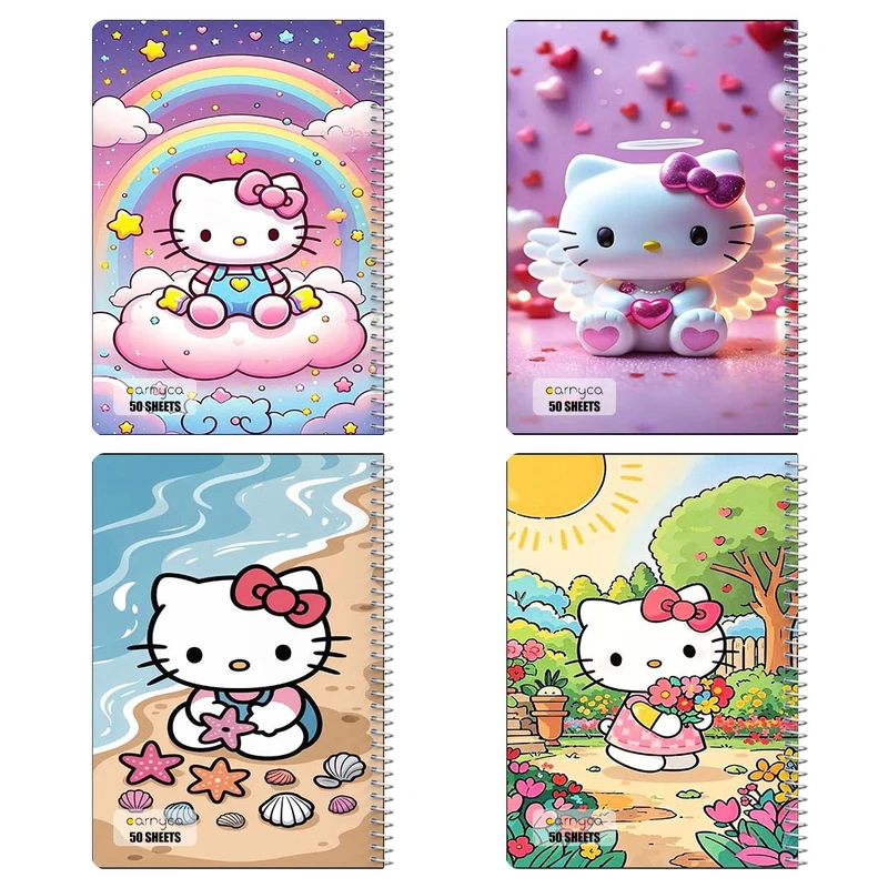 دفتر نقاشي 50 برگ کارنيکا طرح هلو کیتی hello kitty کد 22616 مجموعه 4 عددی
