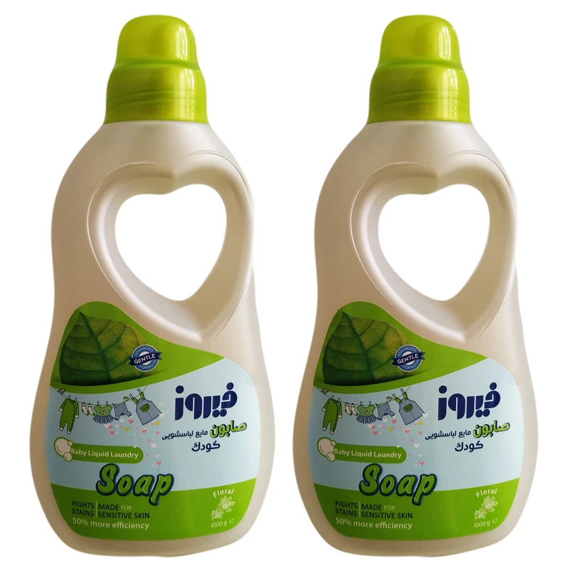 صابون مایع لباسشویی کودک فیروز مدل Floral وزن 1000 گرم مجموعه 2 عددی